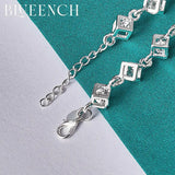 925 Silver Checkered Link Bracelet for Ladies Party Glamour Jewelry