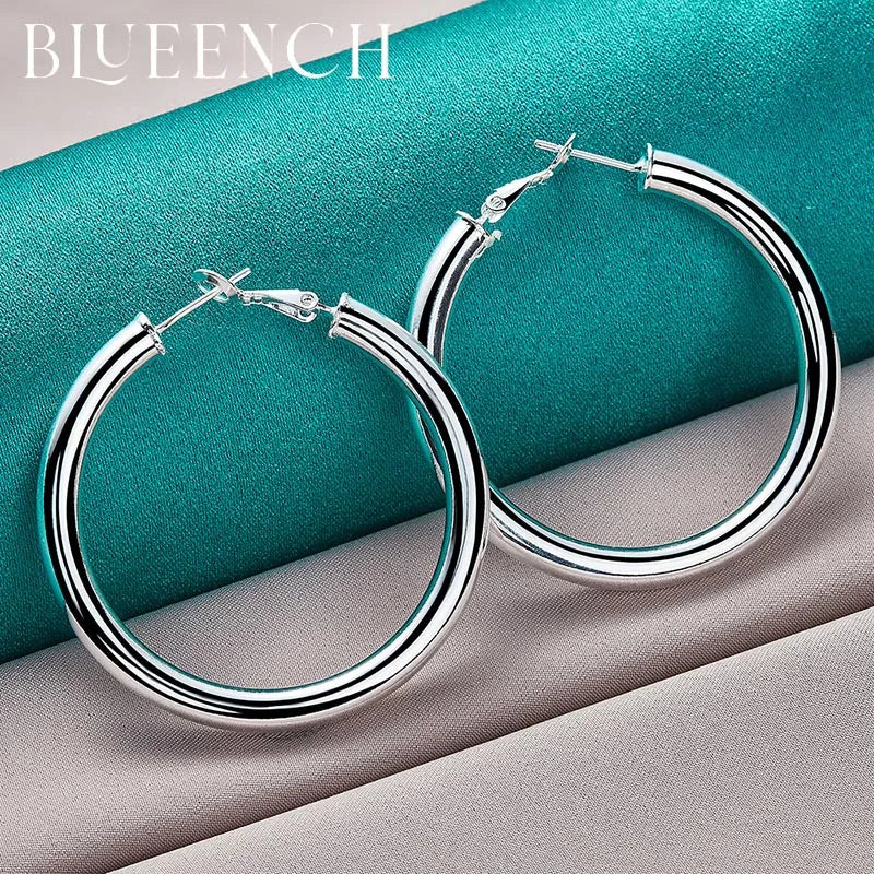 925 Sterling Silver Chunky Round Earrings for Women