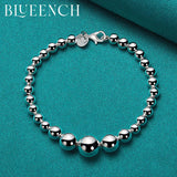 925 Silver Round Bead Bracelet Men's and Women's Charm Jewelry