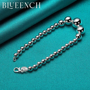925 Silver Round Bead Bracelet Men's and Women's Charm Jewelry