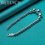 925 Silver Round Bead Bracelet Men's and Women's Charm Jewelry