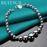925 Silver Round Bead Bracelet Men's and Women's Charm Jewelry