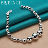 925 Silver Round Bead Bracelet Men's and Women's Charm Jewelry