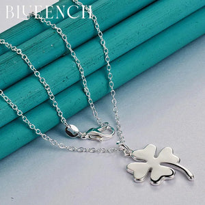 925 Silver Clover Pendant Necklace for Women Wedding Jewelry