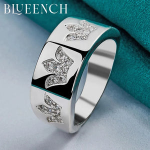 925 Silver Clover Zircon Ring for Women's Wedding Party