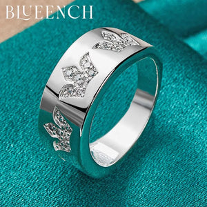 925 Silver Clover Zircon Ring for Women's Wedding Party