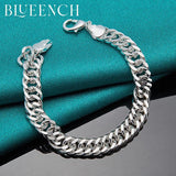 925 Silver Cuban Bracelet for Men Women Hip Hop Punk Jewelry