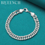 925 Silver Cuban Bracelet for Men Women Hip Hop Punk Jewelry