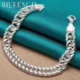 925 Silver Cuban Bracelet for Men Women Hip Hop Punk Jewelry