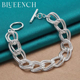 925 Silver Double Link OT Buckle Bracelet Women Jewelry