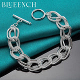 925 Silver Double Link OT Buckle Bracelet Women Jewelry