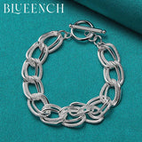 925 Silver Double Link OT Buckle Bracelet Women Jewelry
