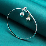 925 Silver Double Ring Bell Bracelet for Ladies' Parties