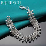 925 Silver Double Row Bead Chain Bracelet Party Charm Jewelry