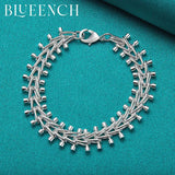 925 Silver Double Row Bead Chain Bracelet Party Charm Jewelry