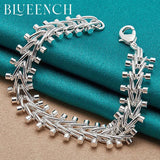 925 Silver Double Row Bead Chain Bracelet Party Charm Jewelry