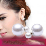 925 Silver Double Sided Pearl Stud Earrings for Women