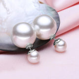 925 Silver Double Sided Pearl Stud Earrings for Women