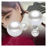 925 Silver Double Sided Pearl Stud Earrings for Women
