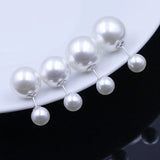 925 Silver Double Sided Pearl Stud Earrings for Women