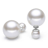 925 Silver Double Sided Pearl Stud Earrings for Women