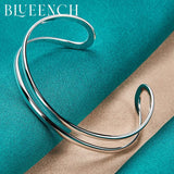 925 Silver Double Tube Bangles Bracelets Women Wedding Party Charm Jewelry