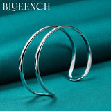 925 Silver Double Tube Bangles Bracelets Women Wedding Party Charm Jewelry