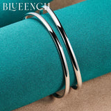925 Silver Double Tube Bangles Bracelets Women Wedding Party Charm Jewelry