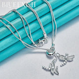925 Silver Dragonfly Pendant Necklace Women Wedding Glamour Jewelry