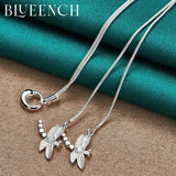 925 Silver Dragonfly Pendant Necklace Women Wedding Glamour Jewelry