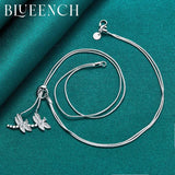 925 Silver Dragonfly Pendant Necklace Women Wedding Glamour Jewelry