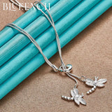 925 Silver Dragonfly Pendant Necklace Women Wedding Glamour Jewelry
