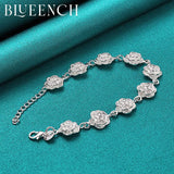 925 Silver Flower Bracelet for Ladies Wedding Party Jewelry