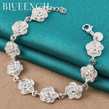 925 Silver Flower Bracelet for Ladies Wedding Party Jewelry