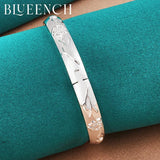 925 Silver Engraved Flower Bracelet for Women