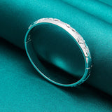 925 Silver Engraved Flower Bracelet for Women