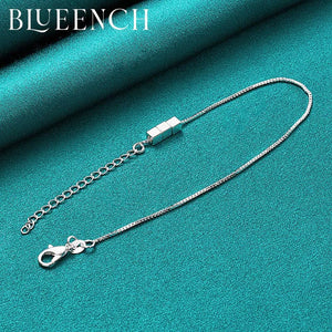 925 Sterling Silver Fine Chain Five Square Bracelet for Women