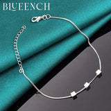 925 Sterling Silver Fine Chain Five Square Bracelet for Women