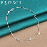 925 Sterling Silver Fine Chain Five Square Bracelet for Women