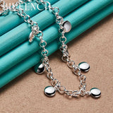 925 Silver Flat Round Pendant Necklace Women Wedding Charm Jewelry