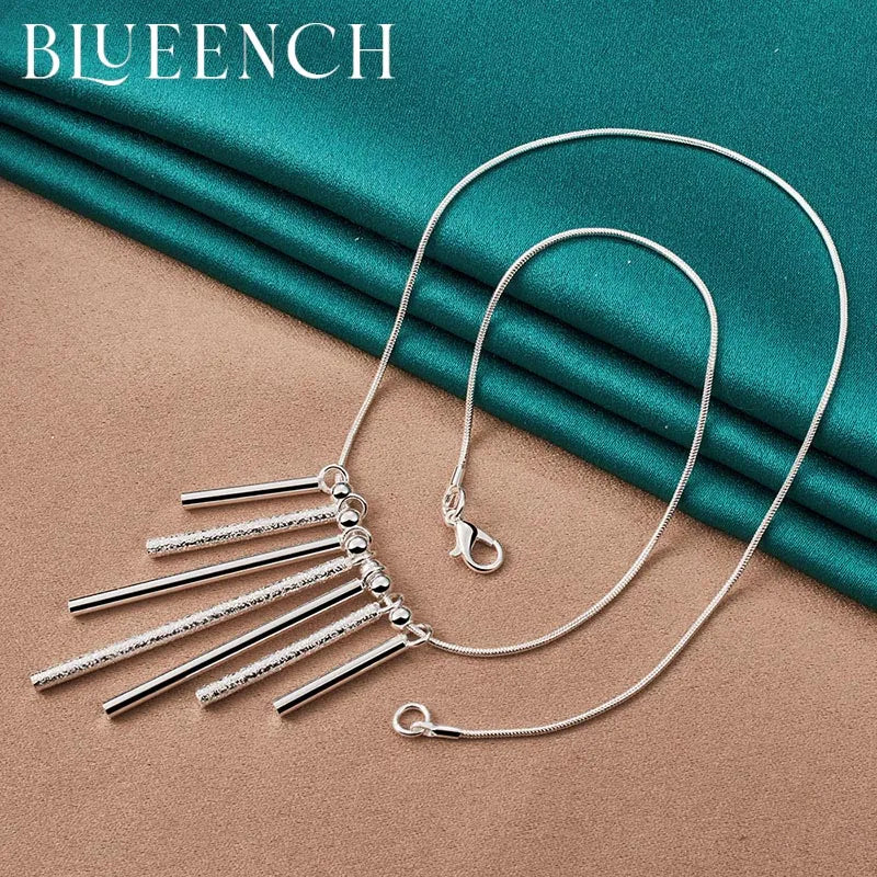 925 Silver Frosted Ball Pendant Necklace for Women