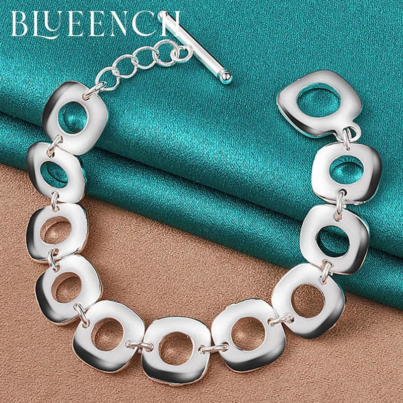 925 Sterling Silver Geometric Bracelet for Women Men