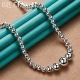 925 Silver Ball Bead Necklace Men Women Wedding Jewelry