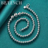 925 Silver Ball Bead Necklace Men Women Wedding Jewelry