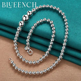 925 Silver Ball Bead Necklace Men Women Wedding Jewelry