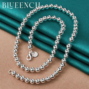 925 Silver Ball String Necklace for Women Wedding Party Jewelry
