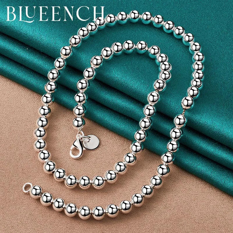 925 Silver Ball String Necklace for Women Wedding Party Jewelry