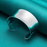 925 Silver Glossy Wide Face Bangles For Women Wedding Party