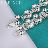 925 Silver Good Luck Ball Bead Bracelet Women Men Party Couple Jewelry