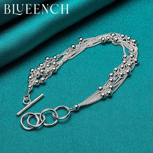 925 Silver Grape Beaded Bracelet for Women's Party Style